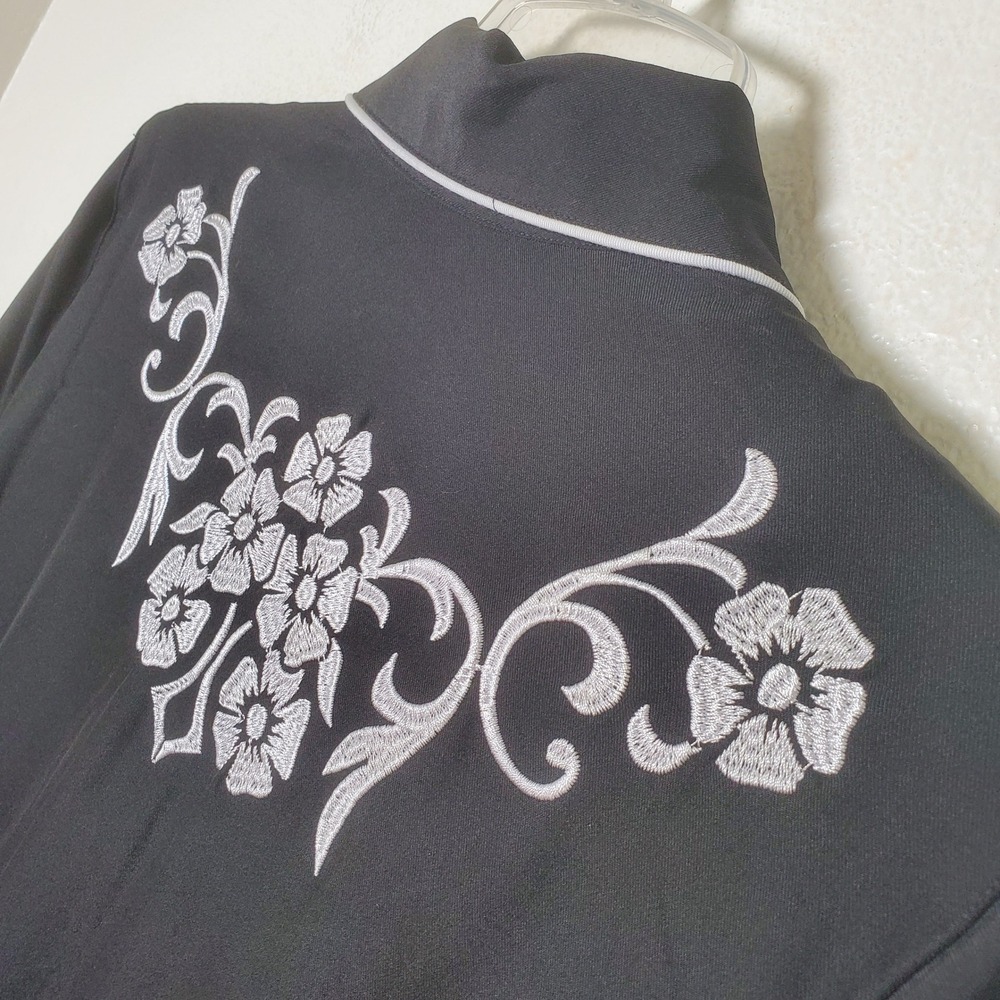 Roper Western Shirt Dress Black Floral Embroidered Long Sleeve Pearl Snap XL - Picture 2 of 12